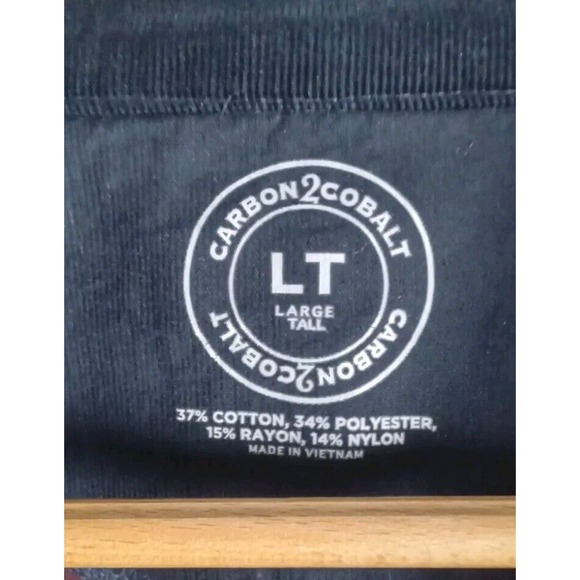 Carbon2Cobalt Henley Sweatshirt L Tall Velour Collar Tunic 2 Button Heavyweight - Picture 3 of 3